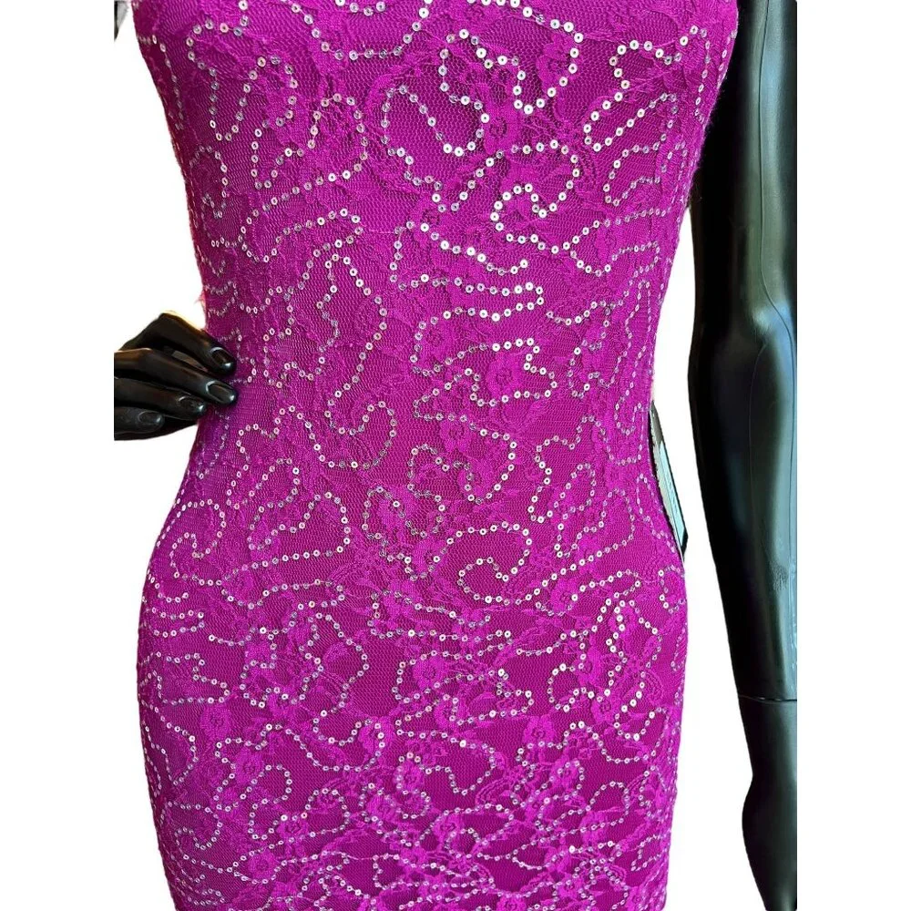 Fuchsia Sequin Short Dress